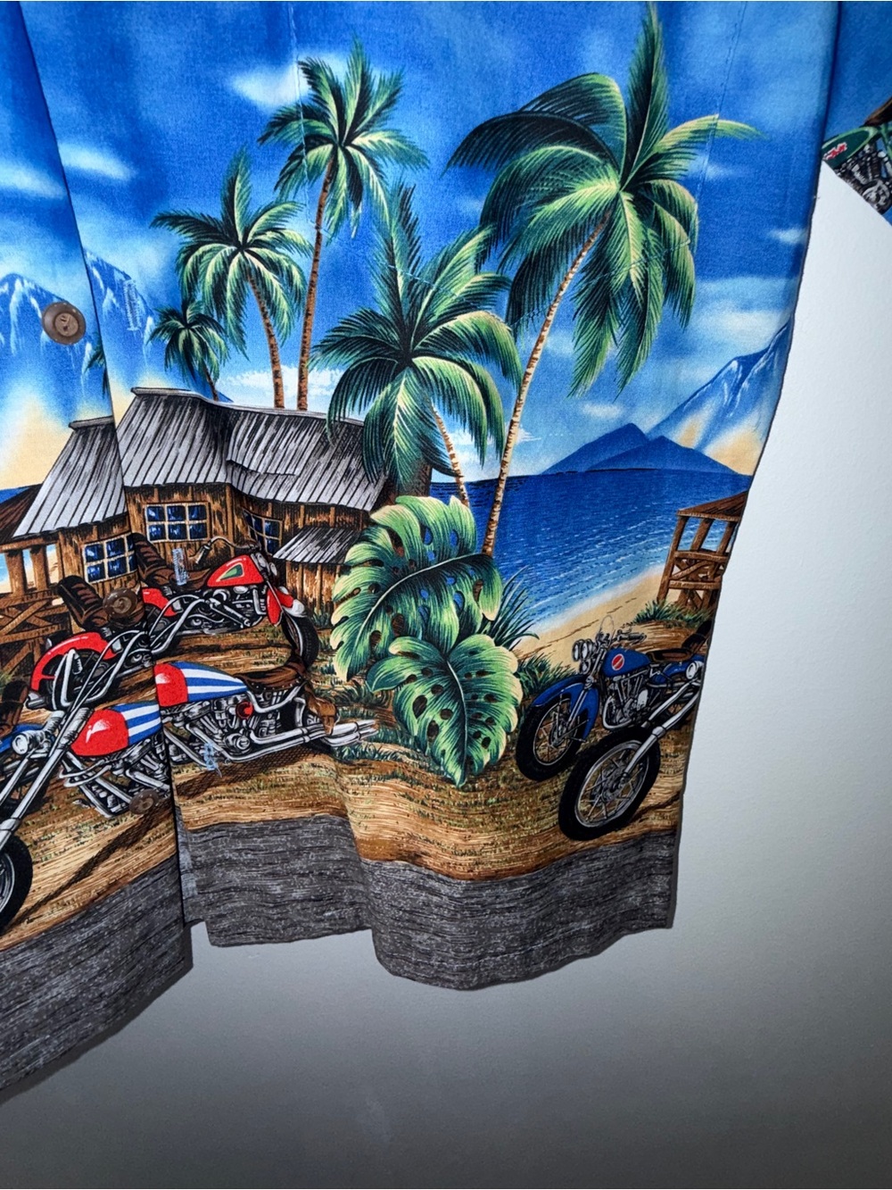 KYS Blue Motorcycle Print Camp Shirt - Picture 4 of 9